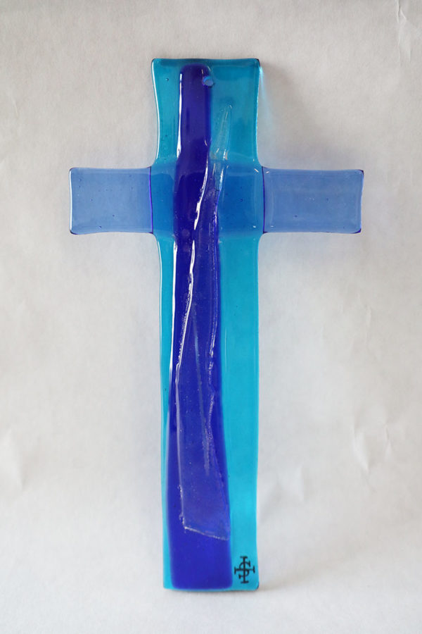 Glasmalerei-Fusing Cross "Blue2"