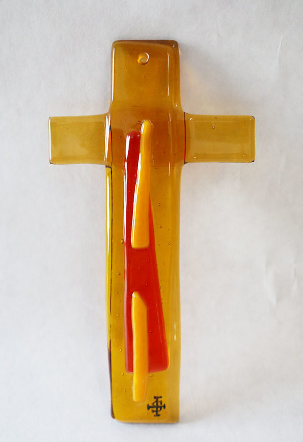 Glasmalerei- Fusing Cross "Yellow/Orange"