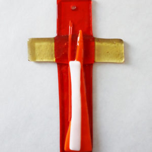 Glasmalerei- Fusing Cross "Orange/Yellow"