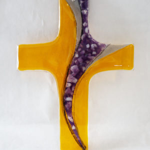 Glasmalerei-Fusing Cross "Yellow/Violett"