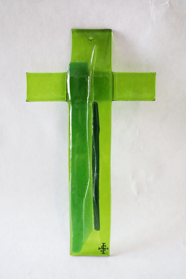 Glasmalerei-Fusing Cross "Green/Black"